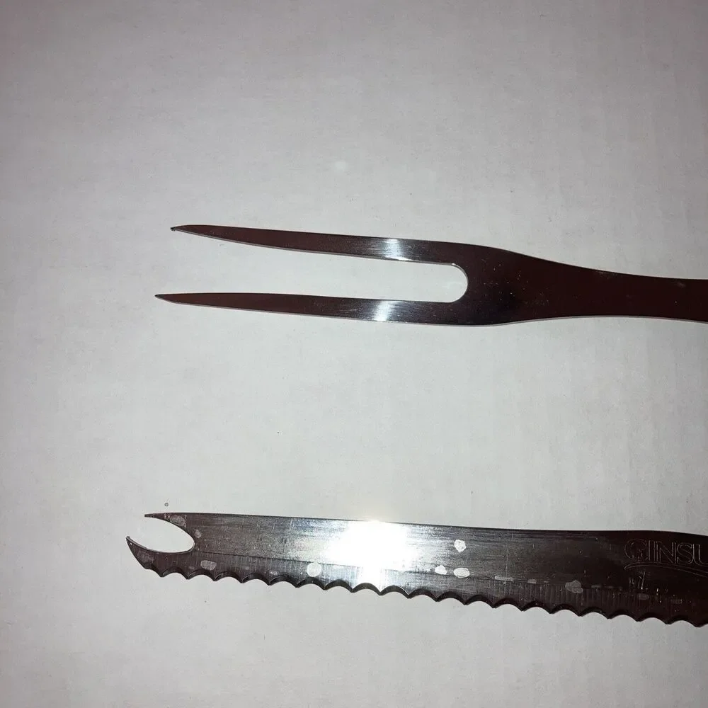 Ginsu Fork & Serrated Carving Knife Set Deluxe
